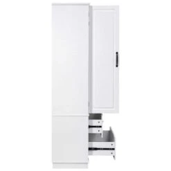15.80 In. W X 30.30 In. D X 70.98 In. H White MDF Freestanding Linen Cabinet With 3-Shelves And 2-Drawers In White -Tahanbath ameican white oak tahanbath linen cabinets ct xl p254905w fa 1000