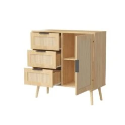 Modern Rattan Wood Dresser Wood Storage Cabinet Sideboard For Bedroom, Living Room, Entryway, Hallway -Tahanbath antique natural rattan tahanbath pantry organizers z w808p212693 fa 1000