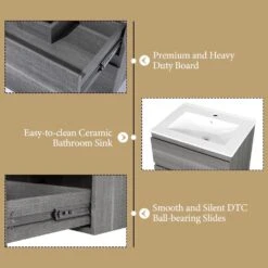 18 In. W X 19 In. H X 23 In. D Bath Vanity In Gray With MDF Cabinet Vanity Top In White With White Basin 13 18 In. W X 19 In. H X 23 In. D Bath Vanity In Gray With MDF Cabinet Vanity Top In White With White Basin -Tahanbath bathroom vanities with tops q xuyan k2152 w 1f 1000