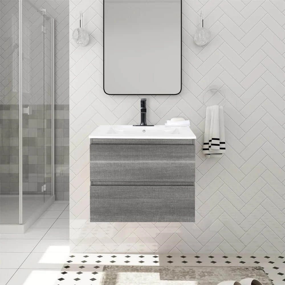 18 In. W X 19 In. H X 23 In. D Bath Vanity In Gray With MDF Cabinet Vanity Top In White With White Basin 9 18 In. W X 19 In. H X 23 In. D Bath Vanity In Gray With MDF Cabinet Vanity Top In White With White Basin - Image 9