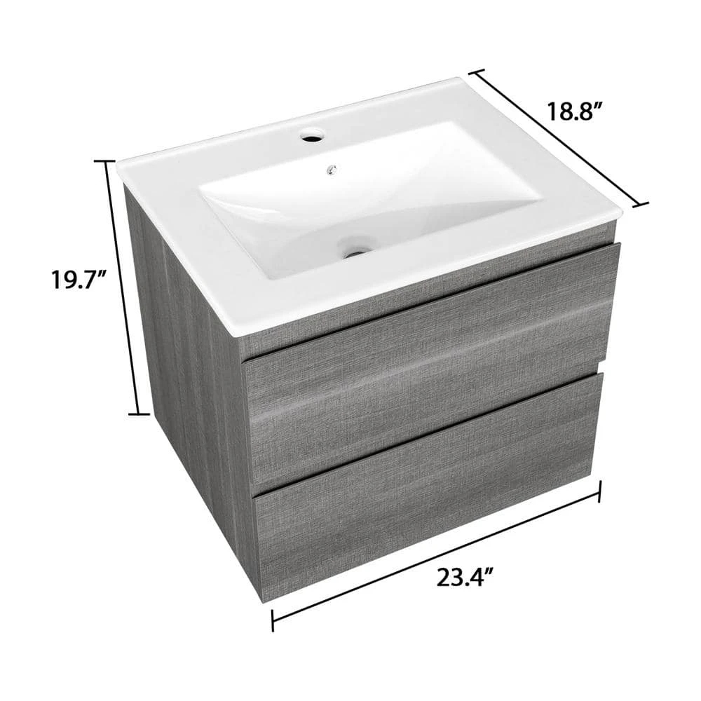 18 In. W X 19 In. H X 23 In. D Bath Vanity In Gray With MDF Cabinet Vanity Top In White With White Basin 4 18 In. W X 19 In. H X 23 In. D Bath Vanity In Gray With MDF Cabinet Vanity Top In White With White Basin - Image 4