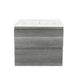 18 In. W X 19 In. H X 23 In. D Bath Vanity In Gray With MDF Cabinet Vanity Top In White With White Basin