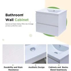 18 In. W X 19 In. H Bath Vanity In White With MDF Vanity Top In White With White Basin -Tahanbath bathroom vanities with tops q xuyan k2152wh w fa 1000
