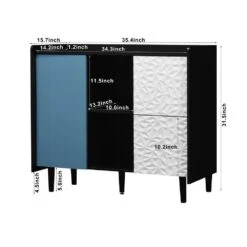 Modern Black Storage Sideboard: 2 Drawers, 2 Open Compartments, Ideal For Kitchen Coffee Stations -Tahanbath black blue tahanbath pantry organizers z w409p176583 1f 1000