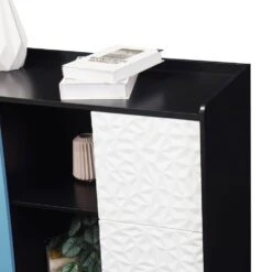 Modern Black Storage Sideboard: 2 Drawers, 2 Open Compartments, Ideal For Kitchen Coffee Stations -Tahanbath black blue tahanbath pantry organizers z w409p176583 77 1000