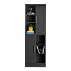 Storage Cabinet, Black Brown Finish -Tahanbath black brown tahanbath pantry organizers z w688134109 4f 1000