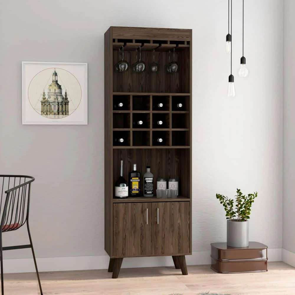 23.60 In. W X 13.30 In. D X 70.80 In. H Brown Particle Board Freestanding Linen Cabinet With 12 Shelves In Walnut 7 23.60 In. W X 13.30 In. D X 70.80 In. H Brown Particle Board Freestanding Linen Cabinet With 12 Shelves In Walnut - Image 7