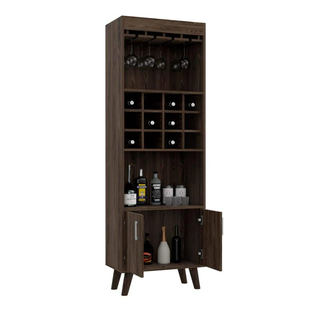 23.60 In. W X 13.30 In. D X 70.80 In. H Brown Particle Board Freestanding Linen Cabinet With 12 Shelves In Walnut 6 23.60 In. W X 13.30 In. D X 70.80 In. H Brown Particle Board Freestanding Linen Cabinet With 12 Shelves In Walnut - Image 6