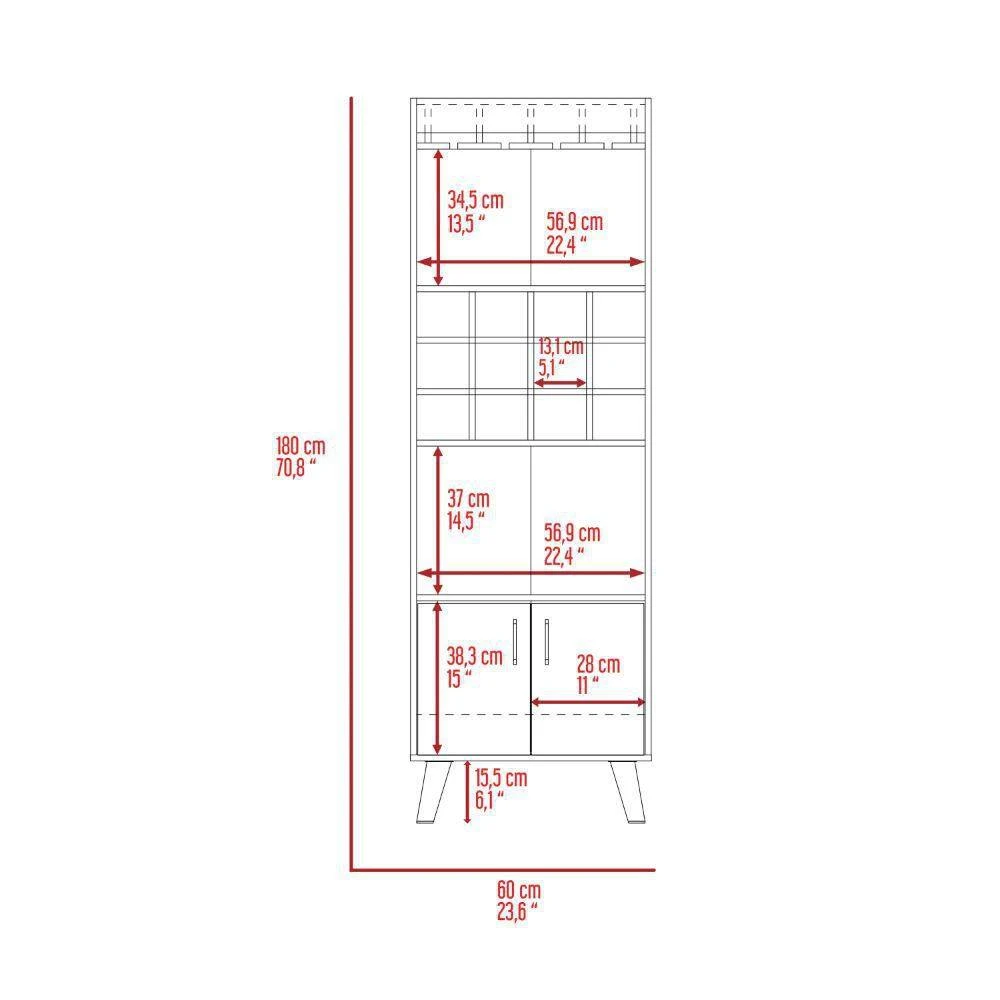 23.60 In. W X 13.30 In. D X 70.80 In. H Brown Particle Board Freestanding Linen Cabinet With 12 Shelves In Walnut 4 23.60 In. W X 13.30 In. D X 70.80 In. H Brown Particle Board Freestanding Linen Cabinet With 12 Shelves In Walnut - Image 4