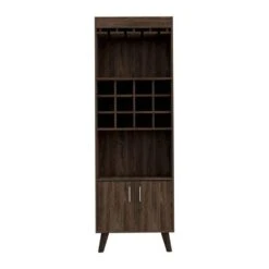 23.60 In. W X 13.30 In. D X 70.80 In. H Brown Particle Board Freestanding Linen Cabinet With 12 Shelves In Walnut