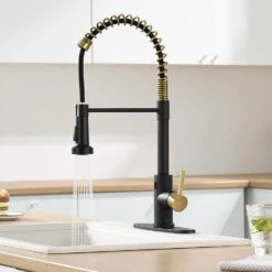 Touchless Kitchen Faucet, Hands Free Automatic Smart Kitchen Faucet -Tahanbath black gold tahanbath pull down kitchen faucets z w1932p156137 1f 1000