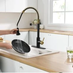 Touchless Kitchen Faucet, Hands Free Automatic Smart Kitchen Faucet -Tahanbath black gold tahanbath pull down kitchen faucets z w1932p156137 44 1000