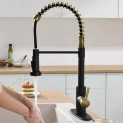Touchless Kitchen Faucet, Hands Free Automatic Smart Kitchen Faucet -Tahanbath black gold tahanbath pull down kitchen faucets z w1932p156137 4f 1000