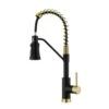 Single Handle Pull Out Sprayer Kitchen Faucet In Matte Black And Gold
