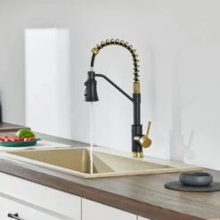 Single Handle Deck Mount Standard Kitchen Faucet In Matte Black And Gold 19 Single Handle Deck Mount Standard Kitchen Faucet In Matte Black And Gold -Tahanbath black gold tahanbath standard kitchen faucets z w1243138889 31 1000