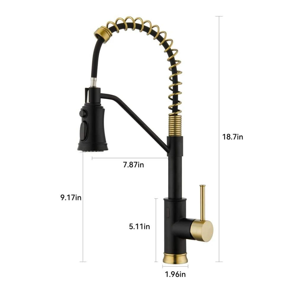 Single Handle Deck Mount Standard Kitchen Faucet In Matte Black And Gold 4 Single Handle Deck Mount Standard Kitchen Faucet In Matte Black And Gold - Image 4