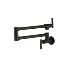 Wall Mounted Pot Filler Faucet 2 Handle With Double Joint Stretchable Folding Arm In Black