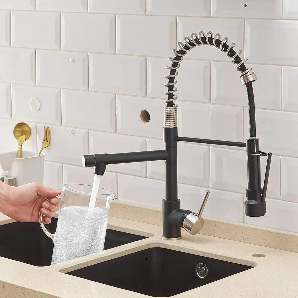 Single Handle Pull Down Sprayer Kitchen Faucet In Black Plus Silver 6 Single Handle Pull Down Sprayer Kitchen Faucet In Black Plus Silver - Image 6