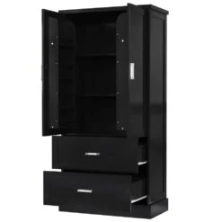16.00 In. W X 31.30 In. D X 64.00 In. H Bathroom Storage Wall Cabinet In Black -Tahanbath black tahanbath bathroom wall cabinets z n725p178675b 44 1000
