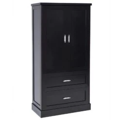 16.00 In. W X 31.30 In. D X 64.00 In. H Bathroom Storage Wall Cabinet In Black