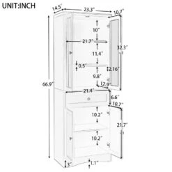 14.50 In. W X 23.30 In. D X 66.90 In. H Bathroom Storage Wall Cabinet In Black -Tahanbath black tahanbath bathroom wall cabinets z n725p186649b fa 1000