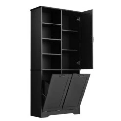 14.00 In. W X 31.00 In. D X 68.00 In. H Bathroom Storage Wall Cabinet In Black -Tahanbath black tahanbath bathroom wall cabinets z n725p208543b 44 1000
