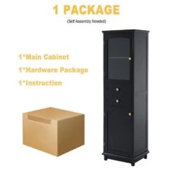 14.21 In. W X 17.76 In. D X 62.99 In. H Bathroom Storage Wall Cabinet In Black -Tahanbath black tahanbath bathroom wall cabinets z n729p171305b 31 1000