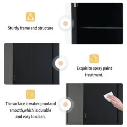 14.21 In. W X 17.76 In. D X 62.99 In. H Bathroom Storage Wall Cabinet In Black -Tahanbath black tahanbath bathroom wall cabinets z n729p171305b fa 1000