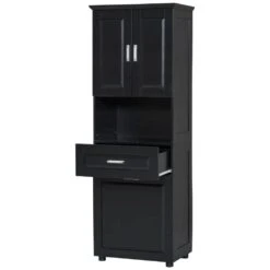 16.29 In. W X 24.72 In. D X 69.92 In. H Bathroom Storage Wall Cabinet In Black -Tahanbath black tahanbath bathroom wall cabinets z wf323481aab 31 1000