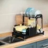 2-Tier Black Detachable Standing Dish Rack For Kitchen