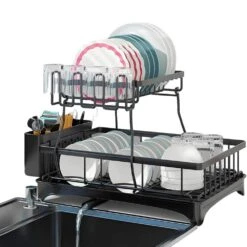 Stainless Steel Dish Rack For Kitchen Counter: Detachable Drainer And Drainboard