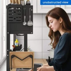 3-Tier Over Sink Dish Rack-33.5" Space-Saving Storage With Cover, Baskets & Utensil Holder (Black) -Tahanbath black tahanbath dish racks z d0102x3jzzw 4f 1000