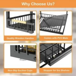 2-Pack Dish Rack And Under Sink Organizer Large Drainboard Plus 2-Tier Pull-Out Cabinet Shelf -Tahanbath black tahanbath dish racks z d0102xf1s12 76 1000