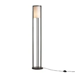 63 In. Black Modern 1-Light Smart Dimmable Floor Lamp For Living Room With White Glass Cylinder Shade -Tahanbath black tahanbath floor lamps ct xl 99405 1f 1000