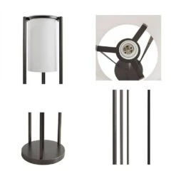 63 In. Black Modern 1-Light Smart Dimmable Floor Lamp For Living Room With White Glass Cylinder Shade -Tahanbath black tahanbath floor lamps ct xl 99405 4f 1000