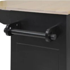 53.9 In. Rolling Kitchen Cart Island With Drop Leaf: 3-Tier Pull-Out Storage, Spice/Towel Racks And Internal In Black -Tahanbath black tahanbath kitchen carts z wf312383aab fa 1000