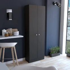 23.60 In. W X 11.80 In. D X 71.10 In. H Black Particle Board Freestanding Linen Cabinet With And 5 Shelves In Black -Tahanbath black tahanbath linen cabinets ct xl 132946 31 1000