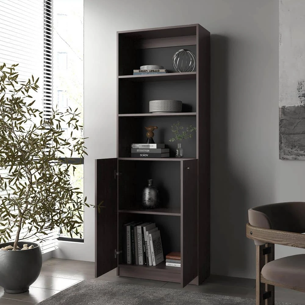 20.20 In. W X 8.50 In. D X 62.20 In. H Black Particle Board Freestanding Linen Cabinet W/9-Shelves In Black 2 20.20 In. W X 8.50 In. D X 62.20 In. H Black Particle Board Freestanding Linen Cabinet W/9-Shelves In Black - Image 2