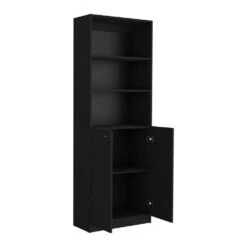 24.72 In. W X 11.77 In. D X 71.10 In. H Black Wood Freestanding Linen Cabinet W/Dual-Door For Office In Black -Tahanbath black tahanbath linen cabinets ct xl 142814 4f 1000