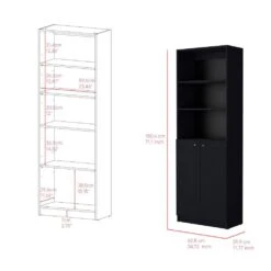 24.72 In. W X 11.77 In. D X 71.10 In. H Black Wood Freestanding Linen Cabinet W/Dual-Door For Office In Black -Tahanbath black tahanbath linen cabinets ct xl 142814 c3 1000