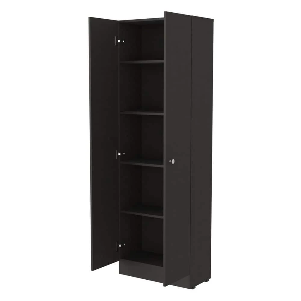 13.80 In. W X 29.50 In. D X 59.10 In. H Black Metal Freestanding Linen Cabinet W/2-Shelves And Glass Door In Black 5 13.80 In. W X 29.50 In. D X 59.10 In. H Black Metal Freestanding Linen Cabinet W/2-Shelves And Glass Door In Black - Image 5