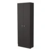 13.80 In. W X 29.50 In. D X 59.10 In. H Black Metal Freestanding Linen Cabinet W/2-Shelves And Glass Door In Black