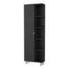 20.15 In. W X 8.45 In. D X 62.20 In. H Black Melamine Freestanding Linen Cabinet W/5-Shelves In Black