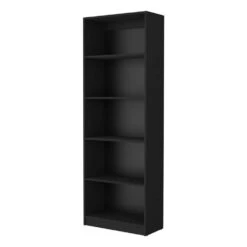 11.70 In. W X 24.70 In. D X 71.10 In. H Black Wood Freestanding Linen Cabinet With 5 Shelves In Black