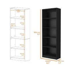 11.70 In. W X 24.70 In. D X 71.10 In. H Black Wood Freestanding Linen Cabinet With 5 Shelves In Black -Tahanbath black tahanbath linen cabinets ct xl p175149 c3 1000