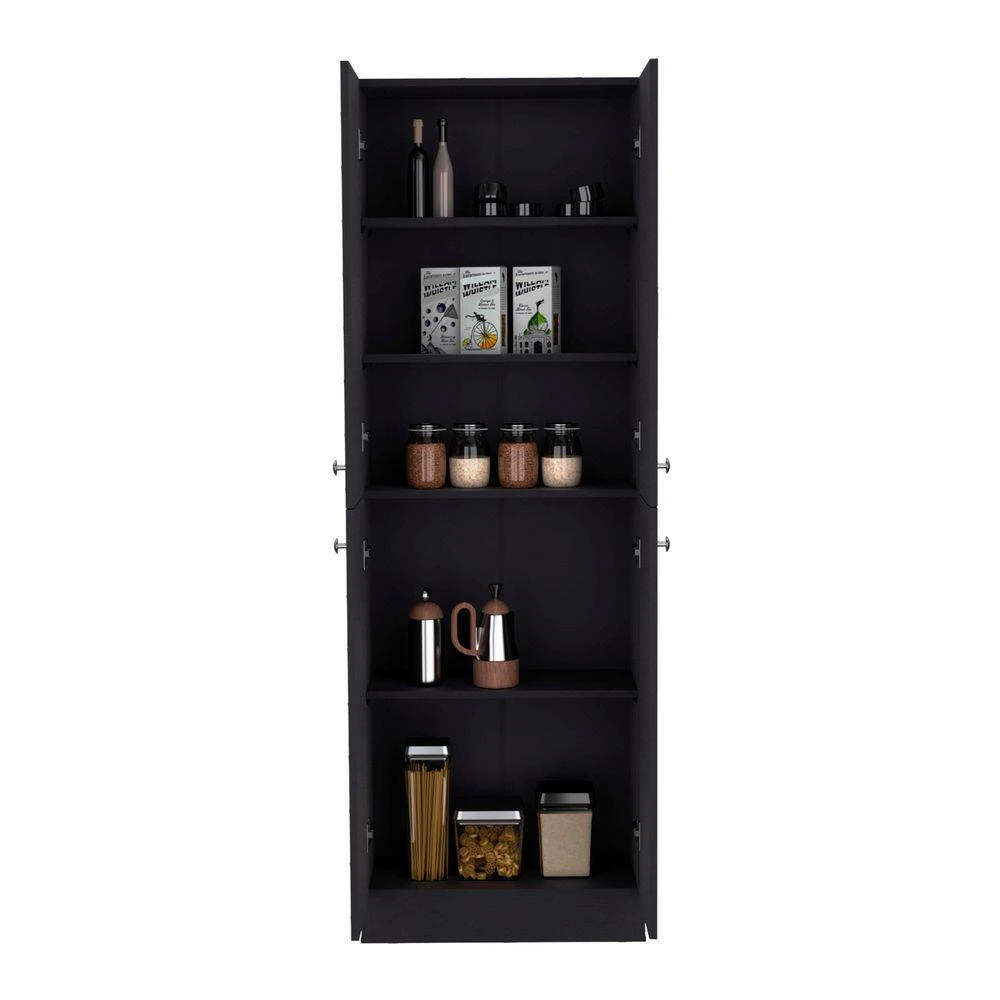 23.60 In. W X 11.80 In. D X 71.10 In. H Black Particle Board Freestanding Linen Cabinet W/4-Doors In Black 6 23.60 In. W X 11.80 In. D X 71.10 In. H Black Particle Board Freestanding Linen Cabinet W/4-Doors In Black - Image 6