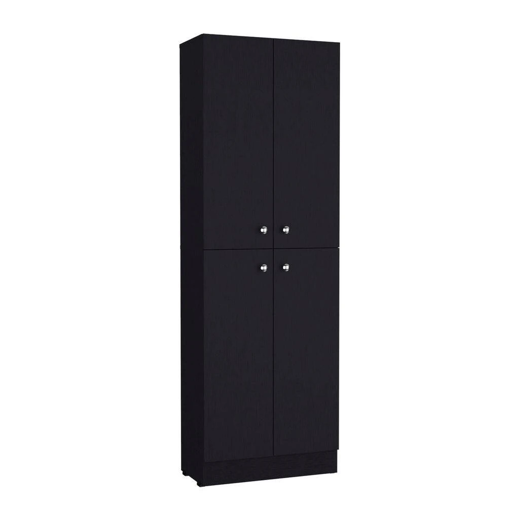 23.60 In. W X 11.80 In. D X 71.10 In. H Black Particle Board Freestanding Linen Cabinet W/4-Doors In Black 4 23.60 In. W X 11.80 In. D X 71.10 In. H Black Particle Board Freestanding Linen Cabinet W/4-Doors In Black - Image 4