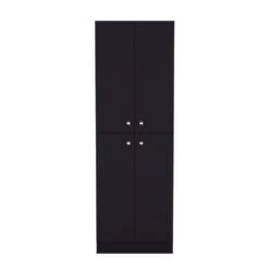 23.60 In. W X 11.80 In. D X 71.10 In. H Black Particle Board Freestanding Linen Cabinet W/4-Doors In Black
