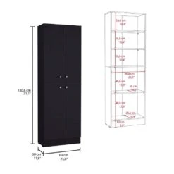 23.60 In. W X 11.80 In. D X 71.10 In. H Black Particle Board Freestanding Linen Cabinet W/4-Doors In Black 9 23.60 In. W X 11.80 In. D X 71.10 In. H Black Particle Board Freestanding Linen Cabinet W/4-Doors In Black -Tahanbath black tahanbath linen cabinets ct xl p188841 c3 1000