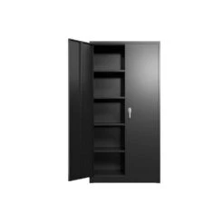 31.50 In. W X 15.70 In. D X 71 In. H Black Steel Freestanding Linen Cabinet W/4-Shelves And 2-Door In Black